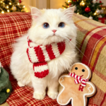 Festive Pattern Cat Knit Scarf